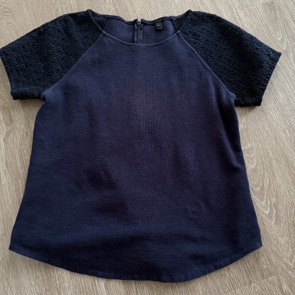J Crew Vintage Raglan Eyelet Short Sleeve Sweatshirt